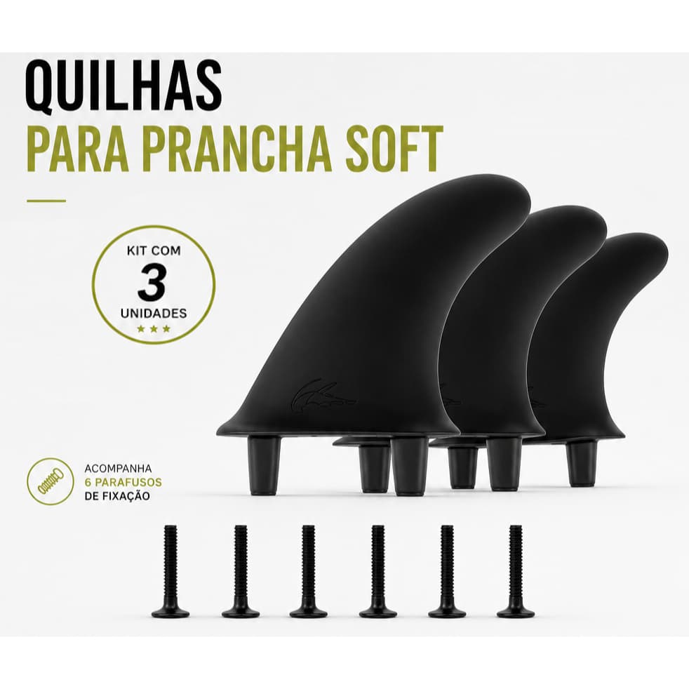 Jogo De Quilhas Para Prancha Softboard Com Rosca - Quant. 3 quilhas com parafusos