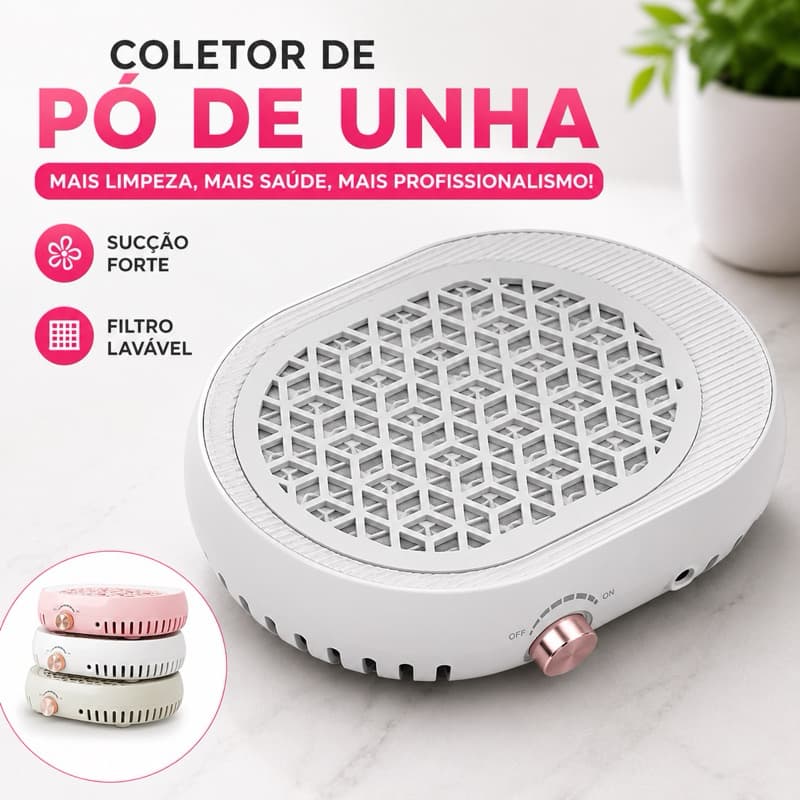 Coletor Aspirador de Pó de Unha D&Z Profissional Alta Sucção Filtro Lavável para Manicure e Nail Designer
