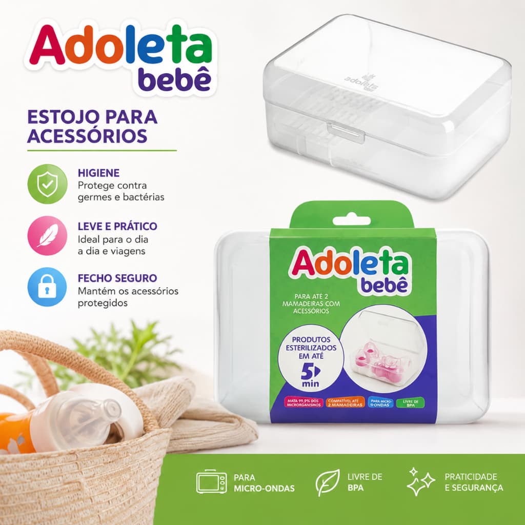 Esterilizador compacto de mamadeiras para micro-ondas  esterilizado em ate 5 minutos   adoleta para até 2 mamadeiras