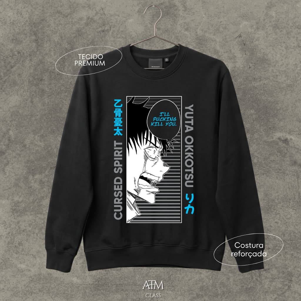 Moletom Casual anime manga Yuta Okkotsu from Jujutsu Kaisen serie tecido premium envio Rapido
