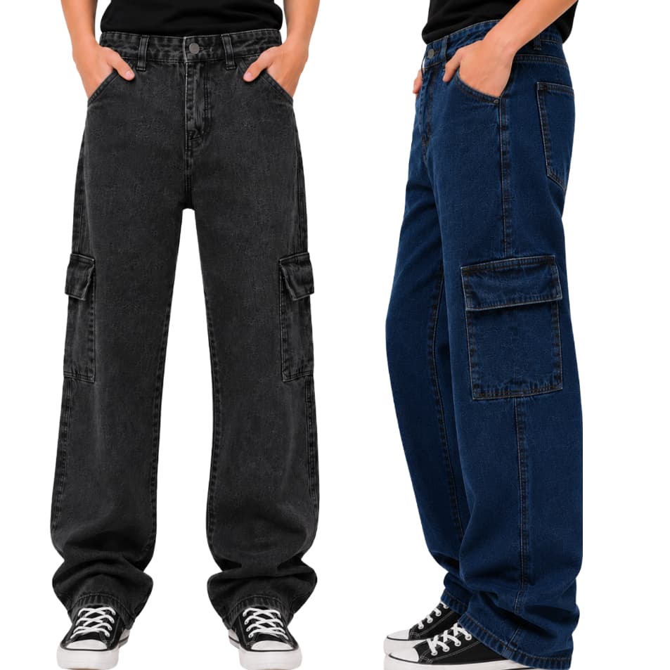 Calça Cargo Juvenil Masculina Jeans e Marmorizada Tam 10 ao 16