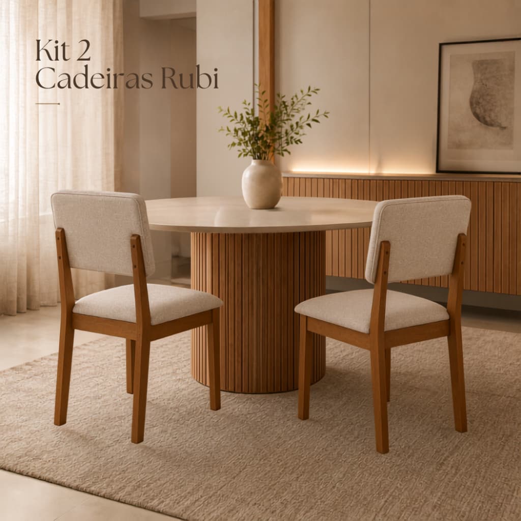 Kit 2 Cadeiras de Madeira Maciça Reforçadas Modernas  Sala de Jantar Área Gourmet Luxo Decorativa