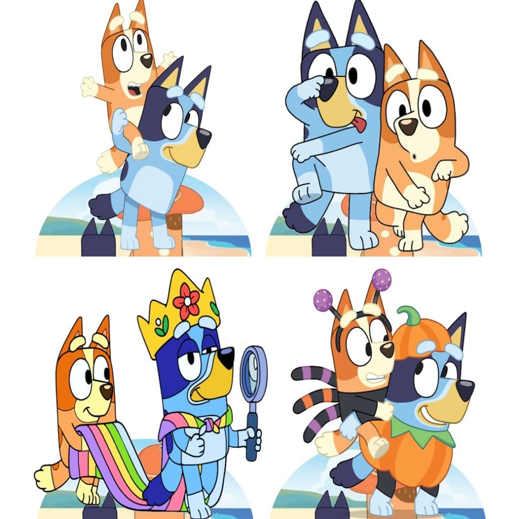 Bluey e bingo kit 4 peças de 20cm display de festa em mdf