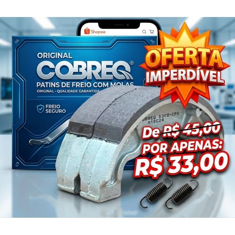 Lona de Freio Traseira Patim Cobreq Titan/Fan/Start/Cargo 125/150/160 (2000 a 2024)