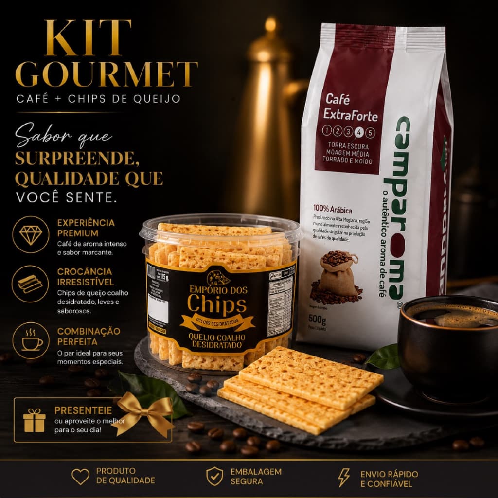Kit Cafe Extra Forte E Chips De Queijo Coalho Aperitivo