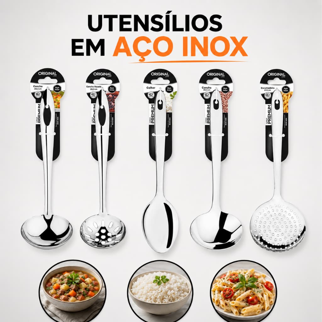 Talher Cozinha - Concha 80ml ou Concha 30ml ou Escumadeira ou Colher de Servir ou Concha Vazada