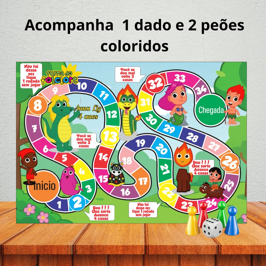 Jogo de tabuleiro para lembrancinha de aniversário/ kit festa/ personalizados - TURMA DO FOLCLORE