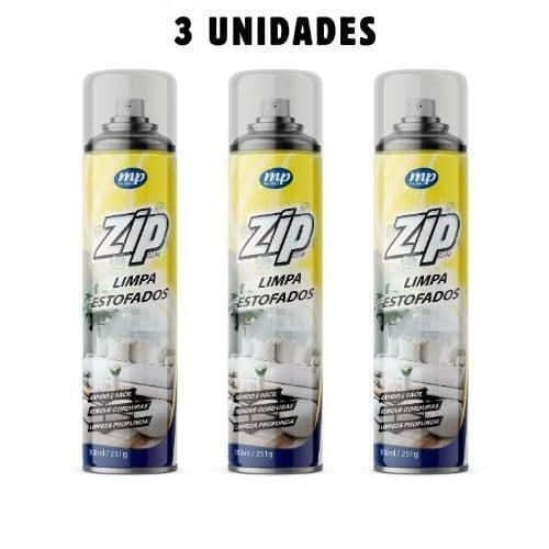 Kit 3 Limpa Estofados Espuma Spray 300ml Zip Limpeza Profunda Sofá Banco Carro Remove Sujeira Fácil
