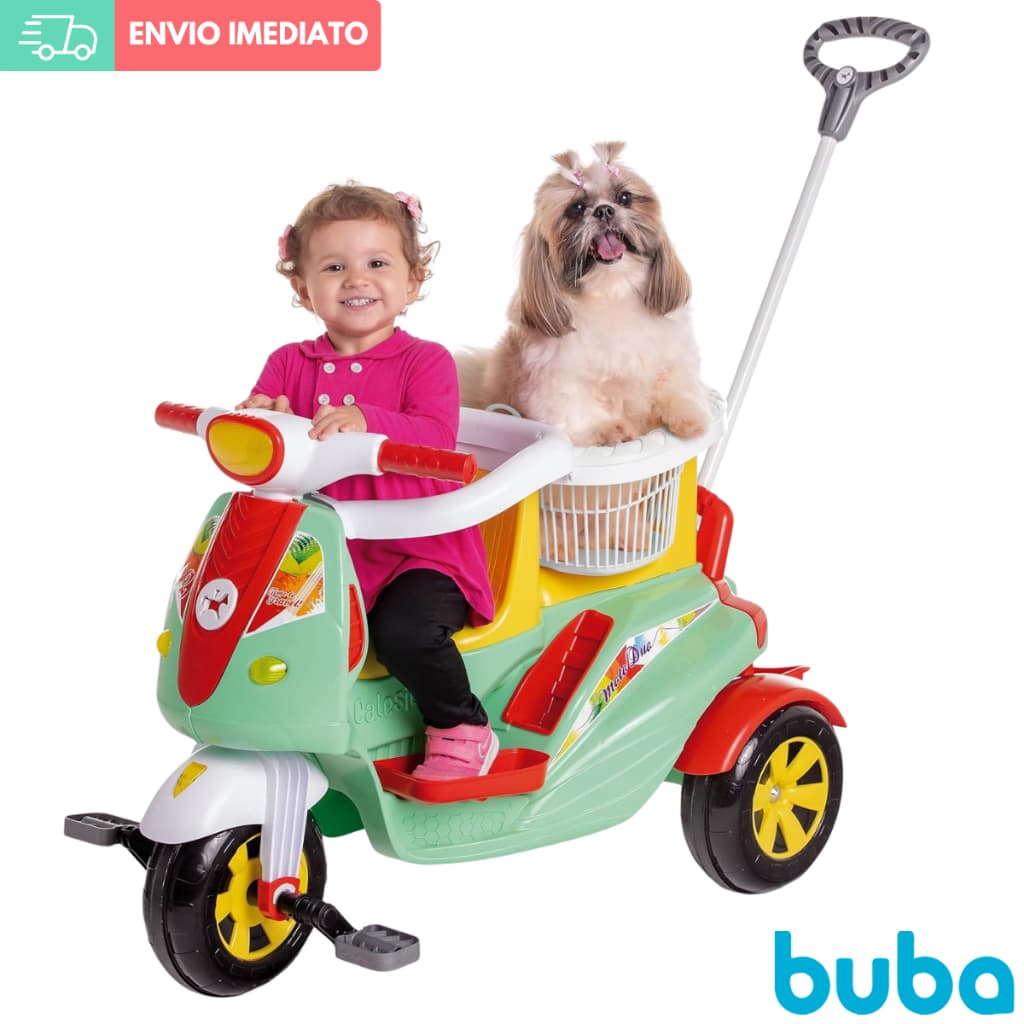 Motoca Infantil 2 Lugares Gêmeos Cachorro Calesita Moto Duo
