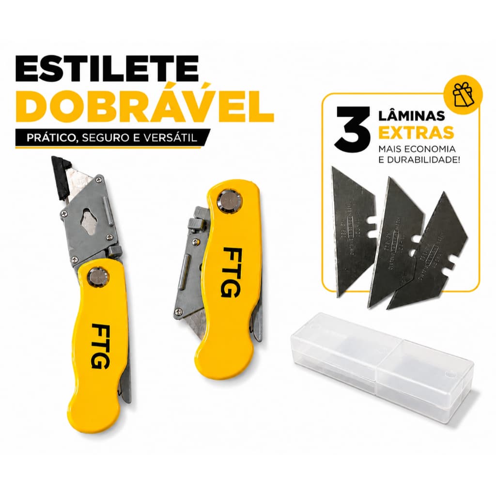 Estilete Dobrável  Cortador Profissional De Lâmina Afiada Ftg 501