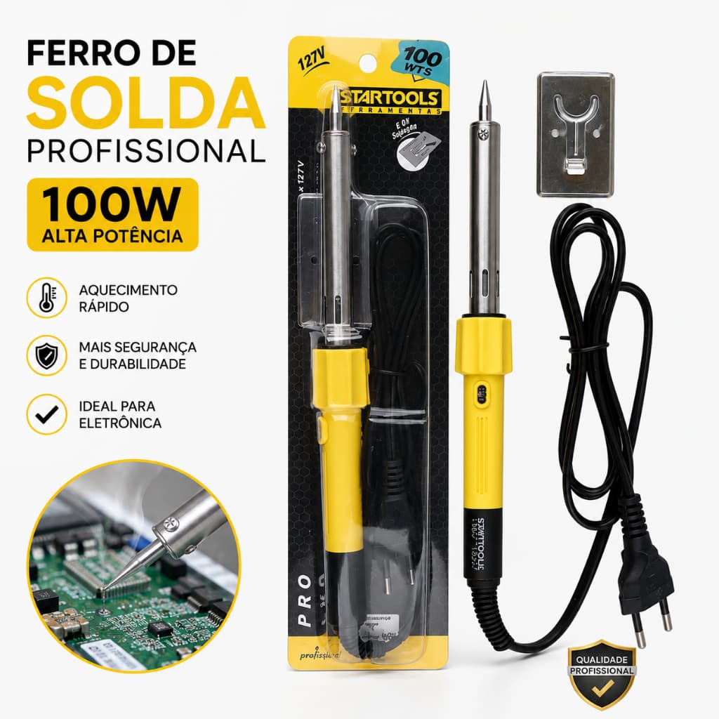 Ferro de Solda 100W 220V Profissional Precisão Eletrônica Reparo Soldagem