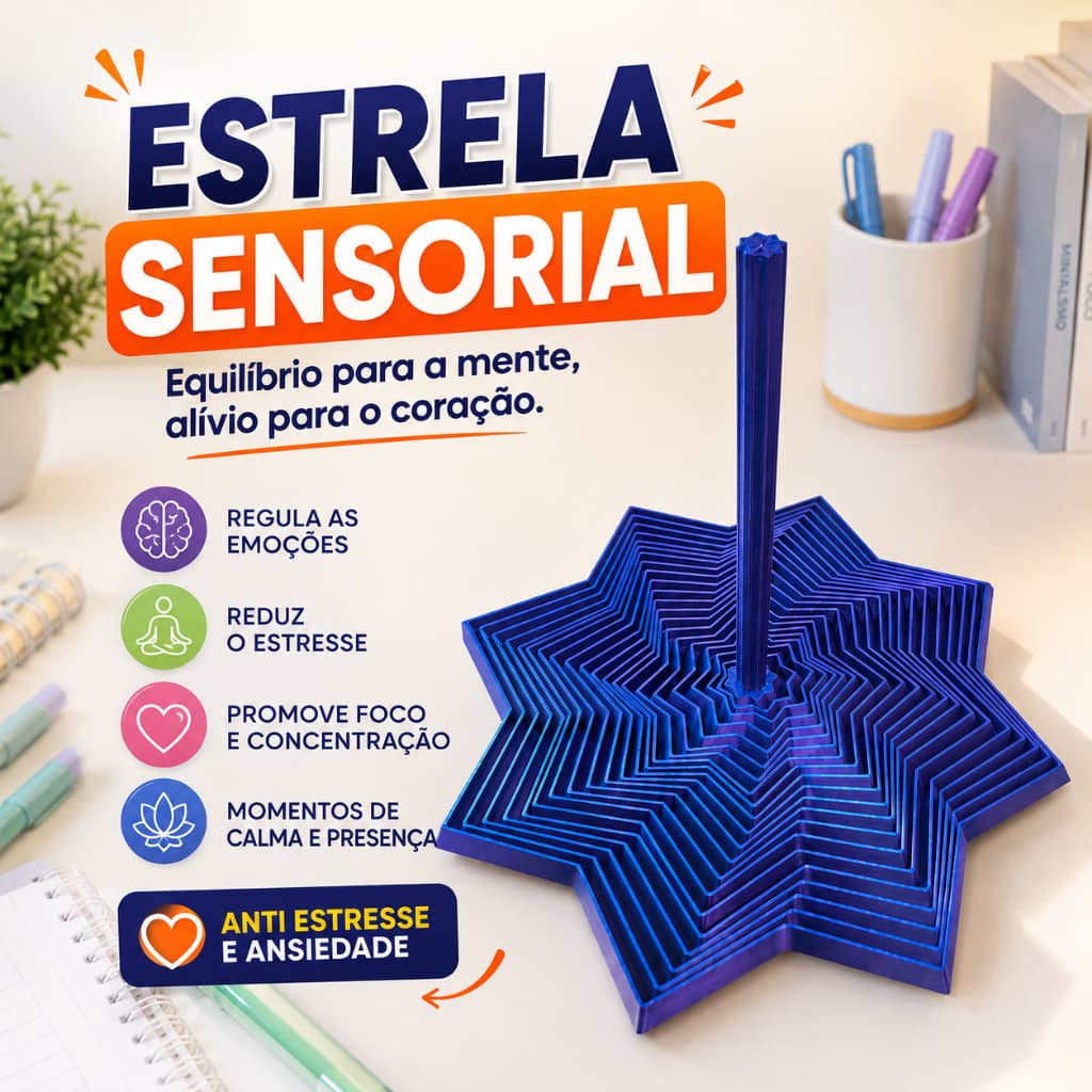 Fidget Toy Estrela Sensorial Articulada | Alívio do Estresse, Ansiedade, Relaxamento e Regulação Emocional