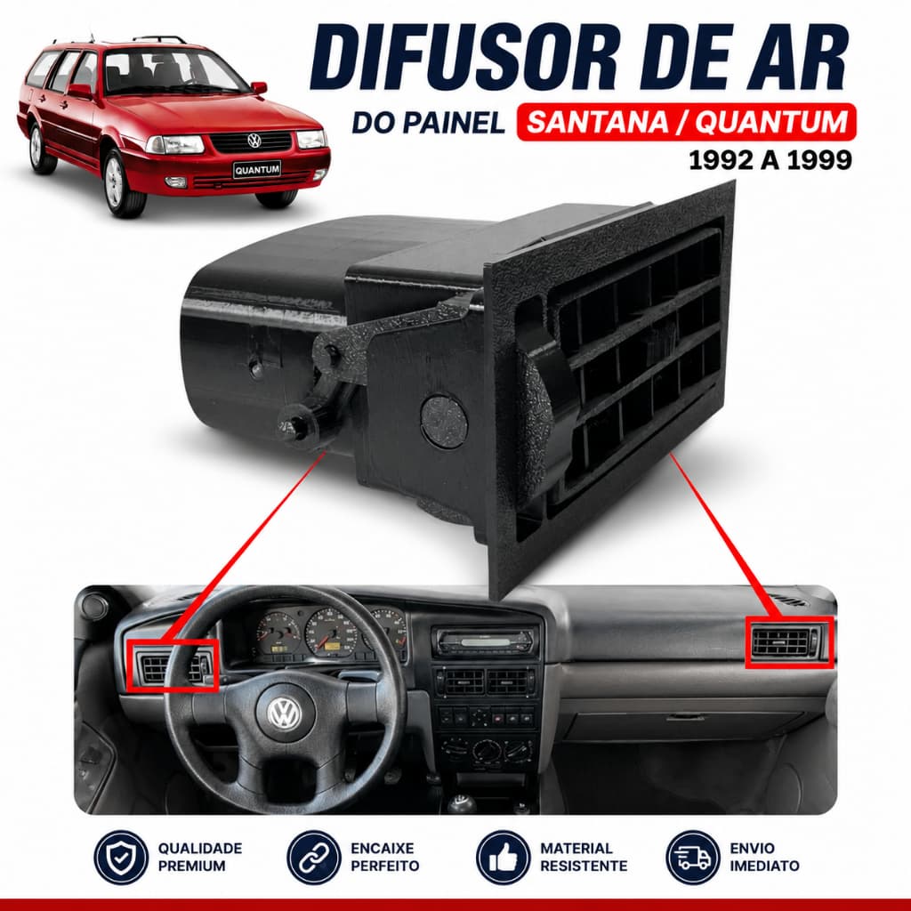 Difusor de Ar do Painel – Santana / Quantum (1992 a 1999) – Preto