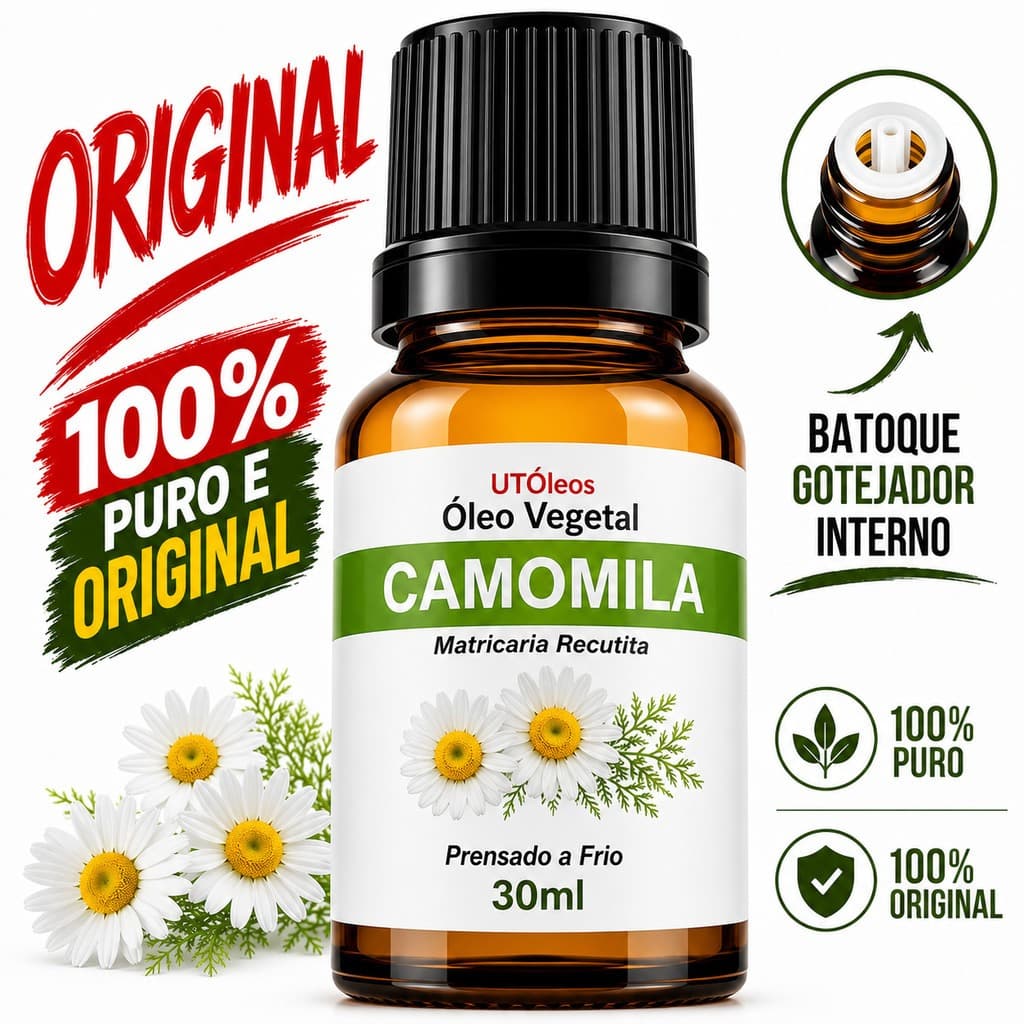 Óleo Vegetal Camomila 100% Puro Prensado A Frio 30ml Matricaria Recutita Calmante Pele Massagem