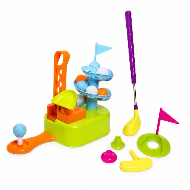 Mini Golf Infantil 24 Peças Brinquedo Educativo com Taco Ajustável e Bolinhas para Crianças 3+ Anos