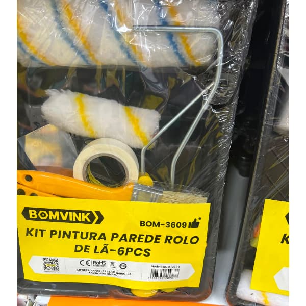 KIT DE PINTURA PAREDE ROLO DE LÃ- 6PCS