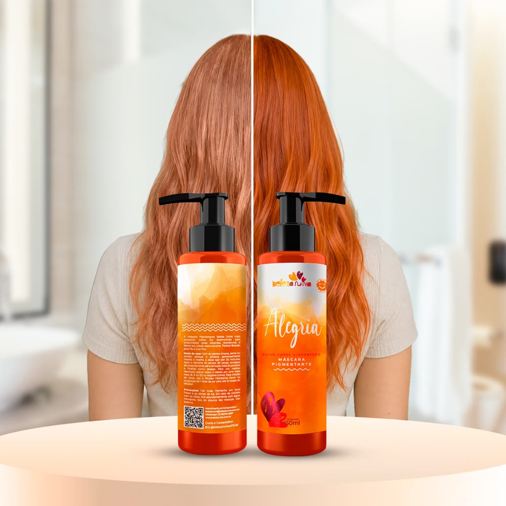 Tonalizante Máscara Pigmentante Ruivo Cobre Alaranjado Vibrante Alegria 150ml Sem Amônia Beleza Ruiva