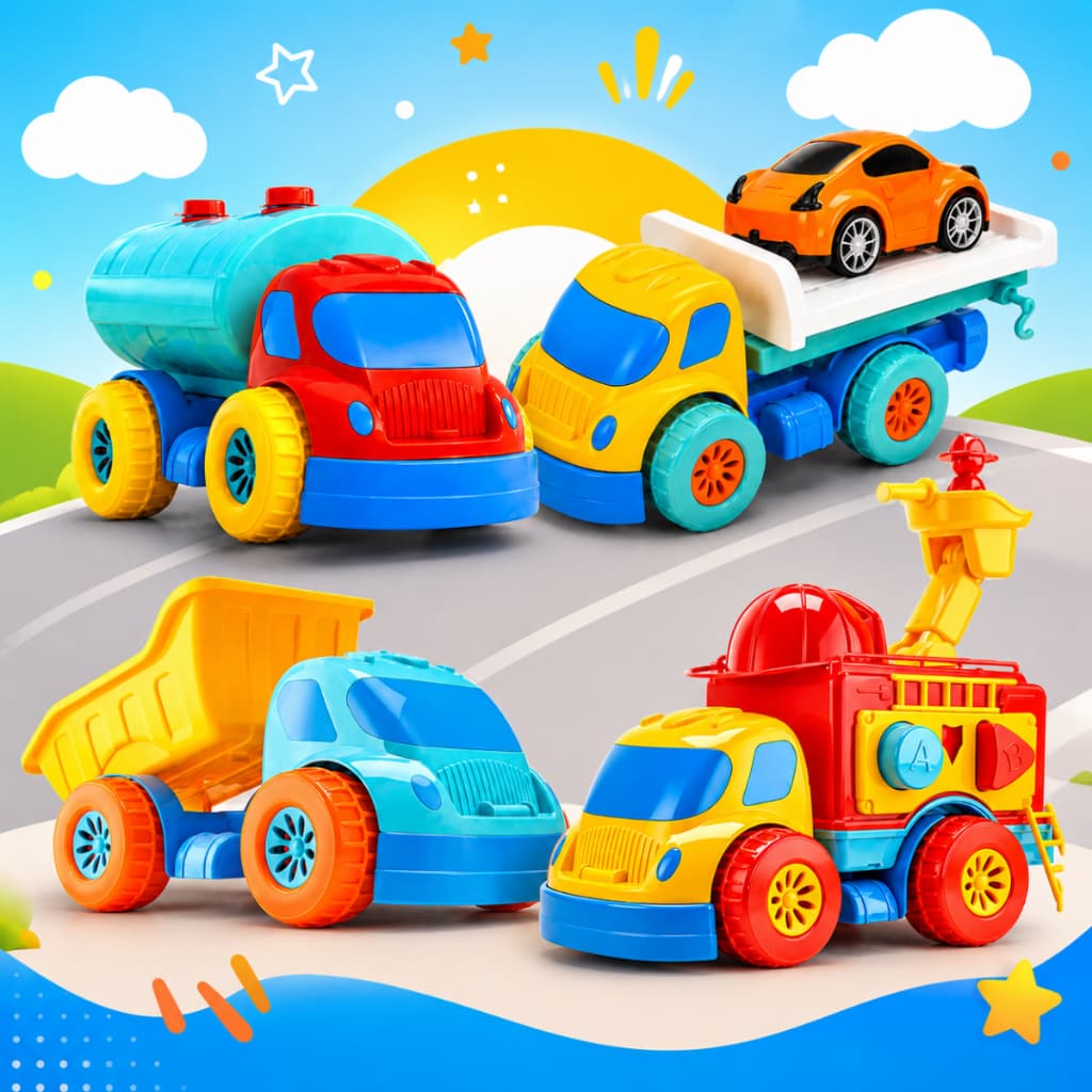 Brinquedo Caminhão Thunder Trucks Grandes Bombeiro/Guincho/Basculante/Tanque Para Bebes 12 Meses