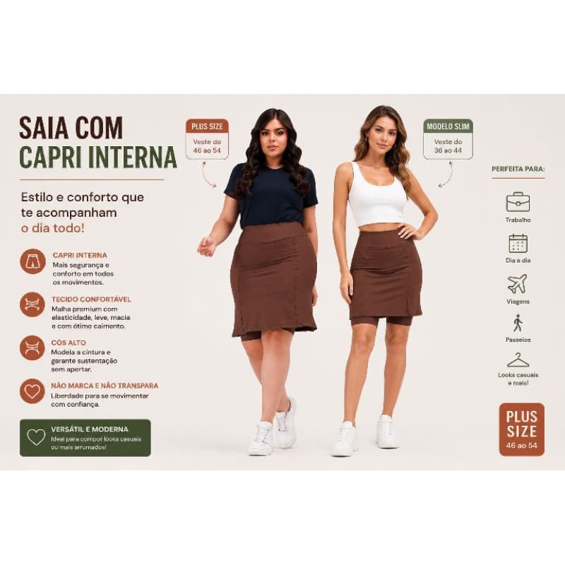 Capri Saia Evangelica Feminina Moda Fitness Suplex Premim Zero Transparencia Treino Academia