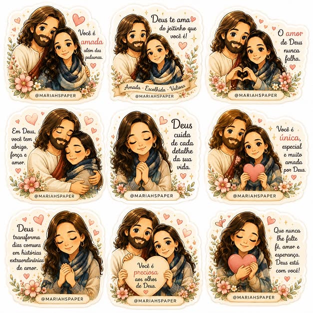 Adesivos Personalizados com Jesus e Você - Exclusivo Mariahs Paper