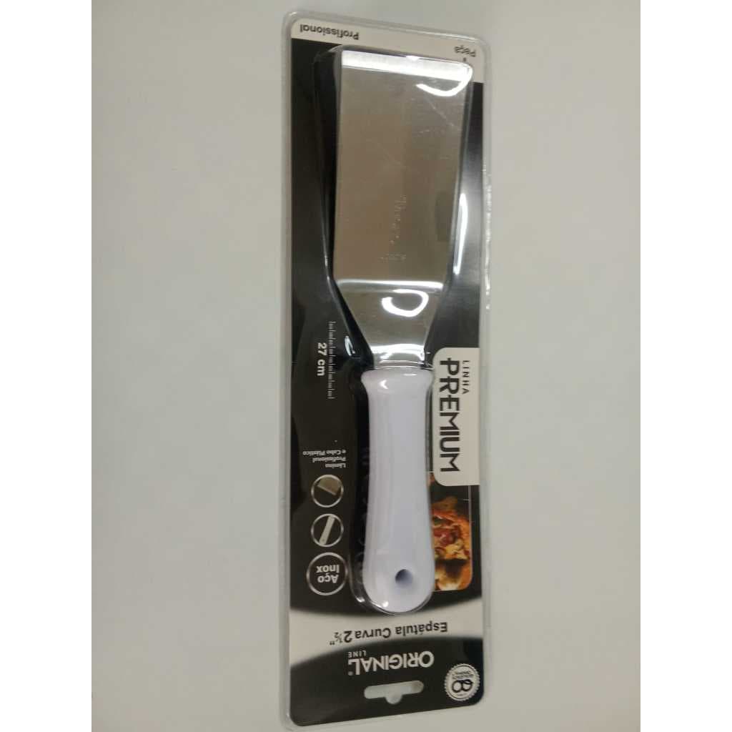 Espátula Curva 27cm em Aço Inox 2½" | Resistente | Ideal para Bolos, Tortas e Confeitaria | Acabamento Profissional