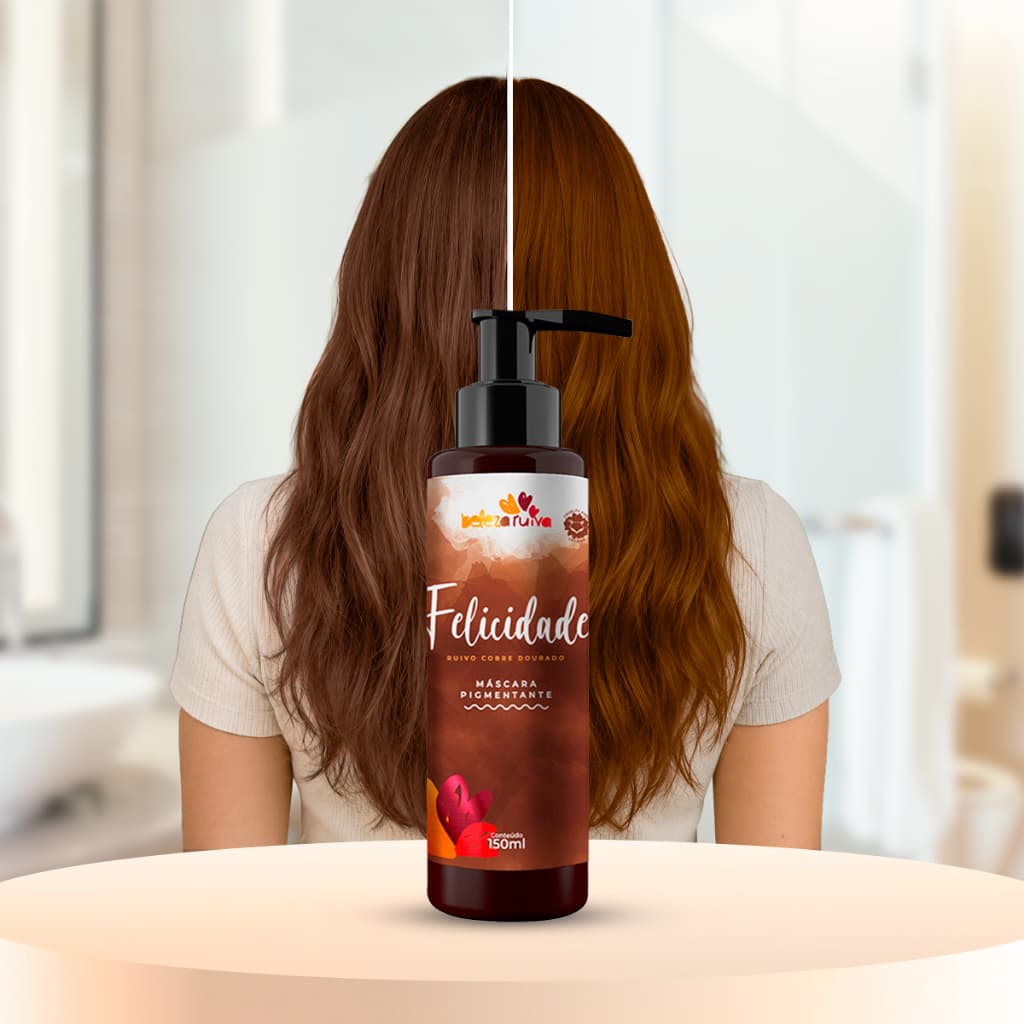 Tonalizante Ruivo Cobre Dourado Felicidade 150ml Sem Amônia Vegano Beleza Ruiva