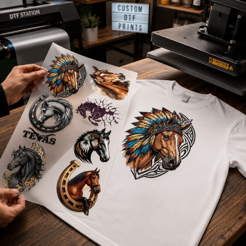 Dtf Impressão Qualidade Cavalos Para Estamparia Blusas Qualquer Tecido 1 METRO por 58 CM Envio 24h