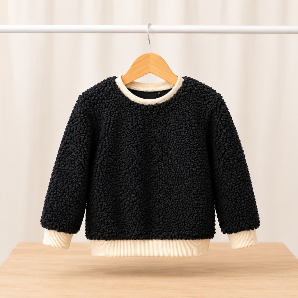 Blusa de frio Infantil Pelúcia preta moda kids**&