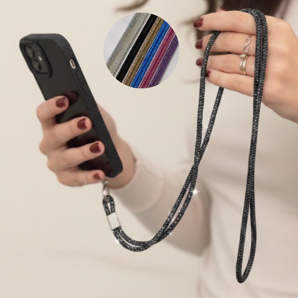 Cordão Para Celular Feminino Colar Pescoço Strass Brilho Moda Dia A Dia Elegante Alça Transversal