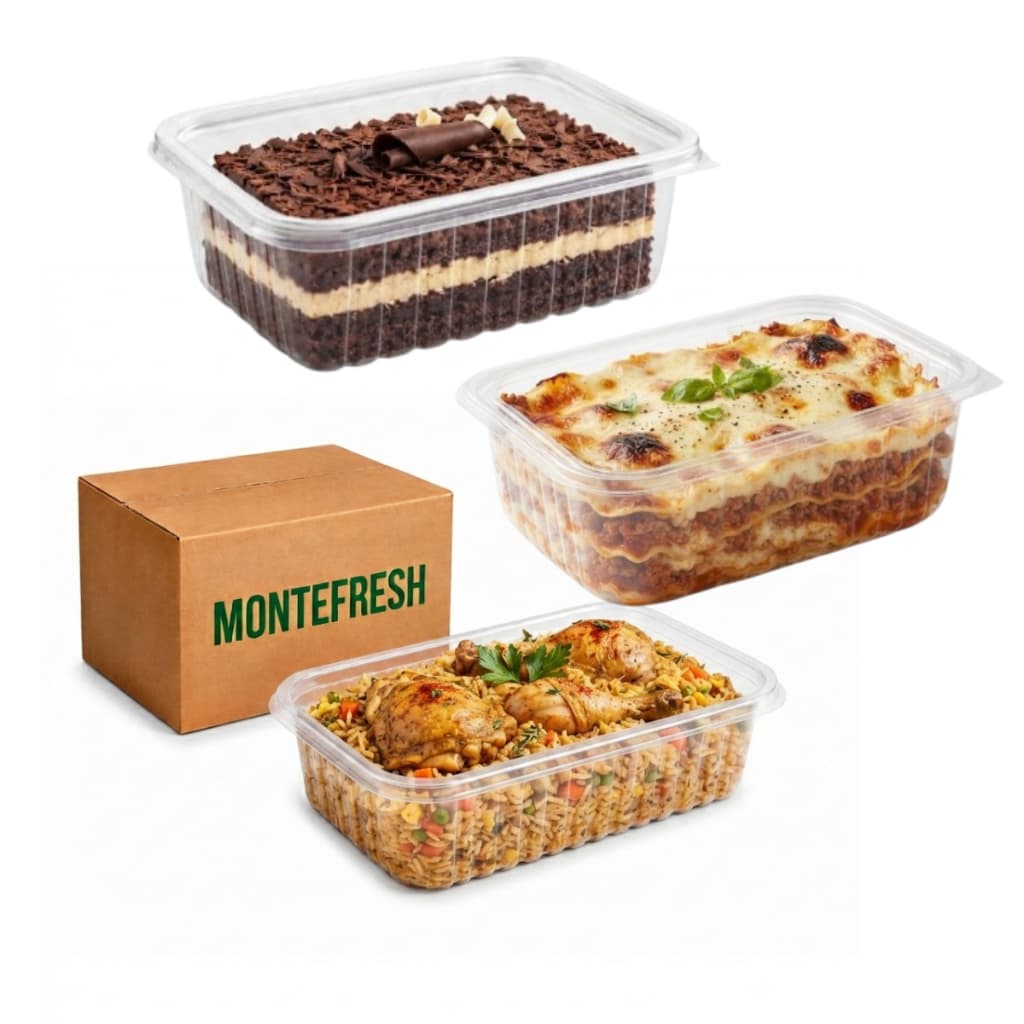Pote 500ml  Plástico Retangular com Tampa  Reutilizável, Freezer e Micro-ondas 10 Unidades