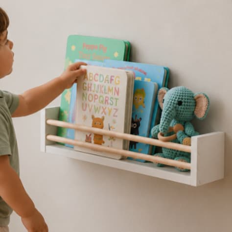 Prateleira Branca de MDF com Madeira para Livros Quarto Infantil Decoração 50x10