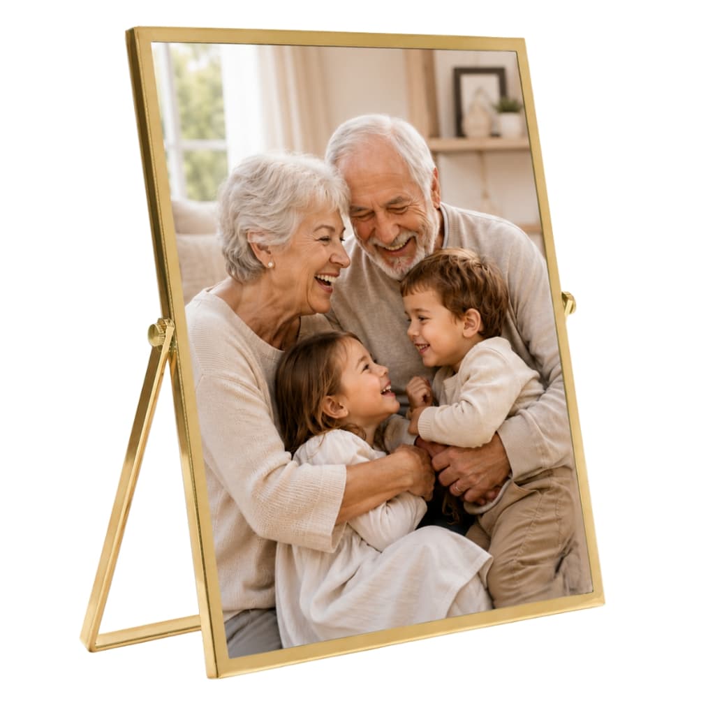Porta Retrato Mesa 20x25 Metal e Vidro Dourado
