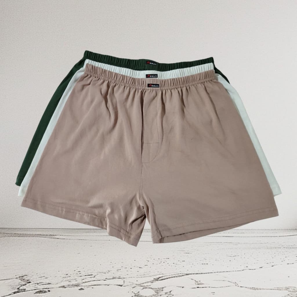 KIT DE 3 CUECA SAMBA CANÇÃO MASCULINO 100% ALGODÃO SHORTS PIJAMA DE DORMIR BRANCO Off/BEGE/VERDE