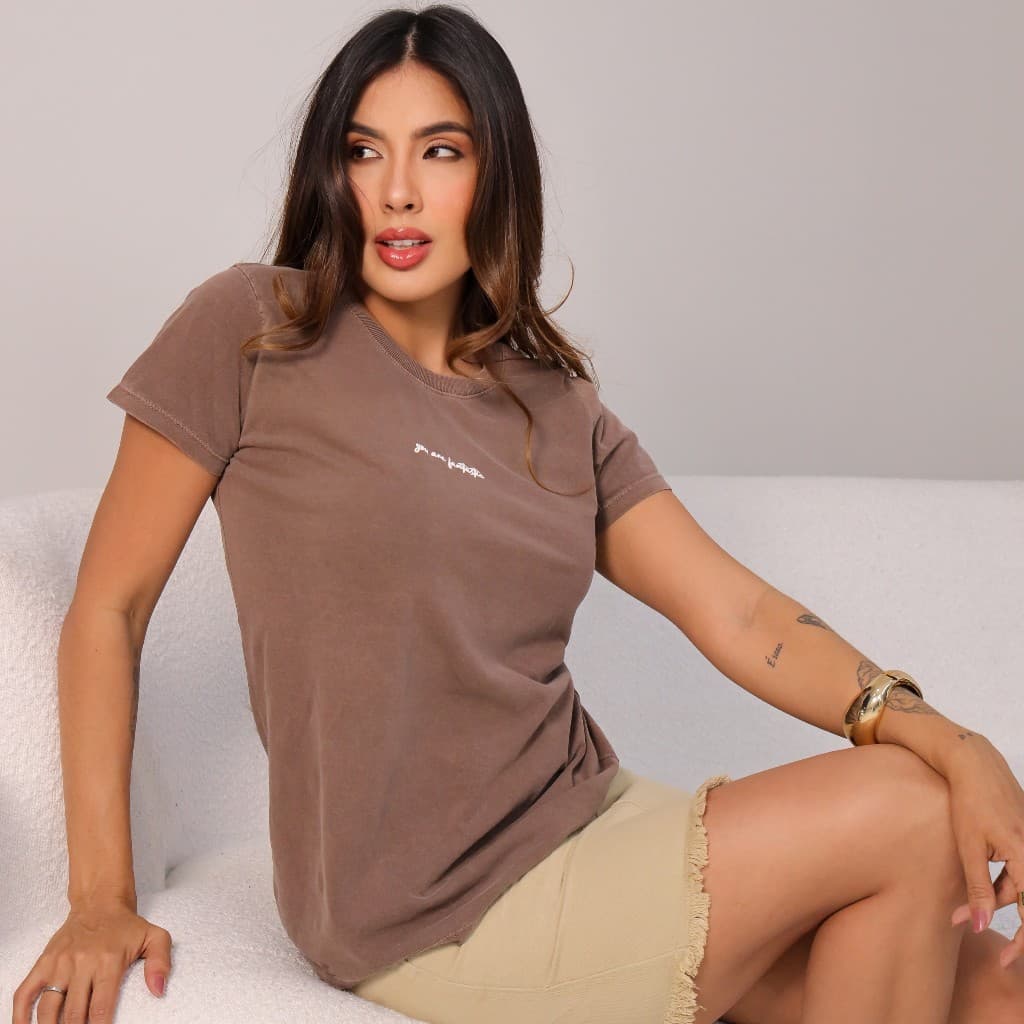 Camiseta T-shirt Feminina  Basica 100% Algodão Estonada Premium Estampada Casual Basica Verão