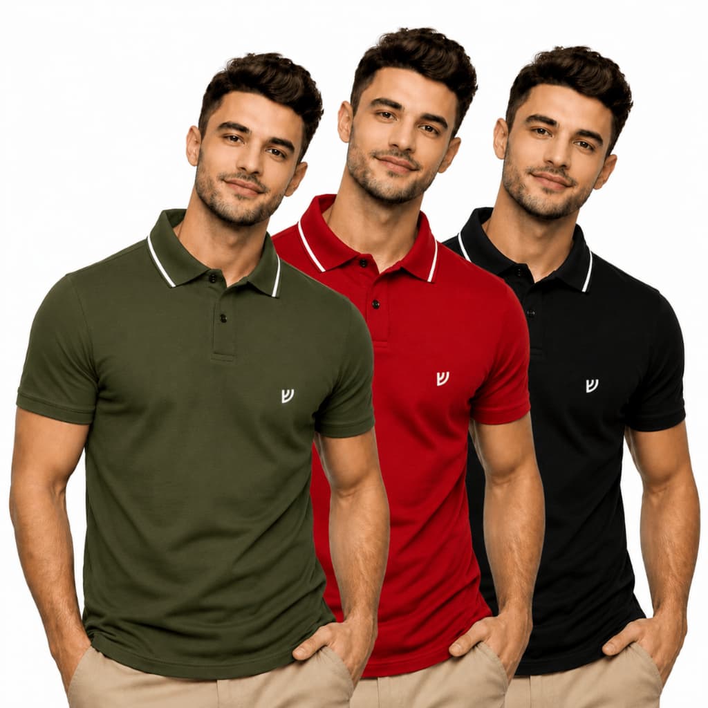 Kit 3 Camisas Gola Polo 100% Algodão