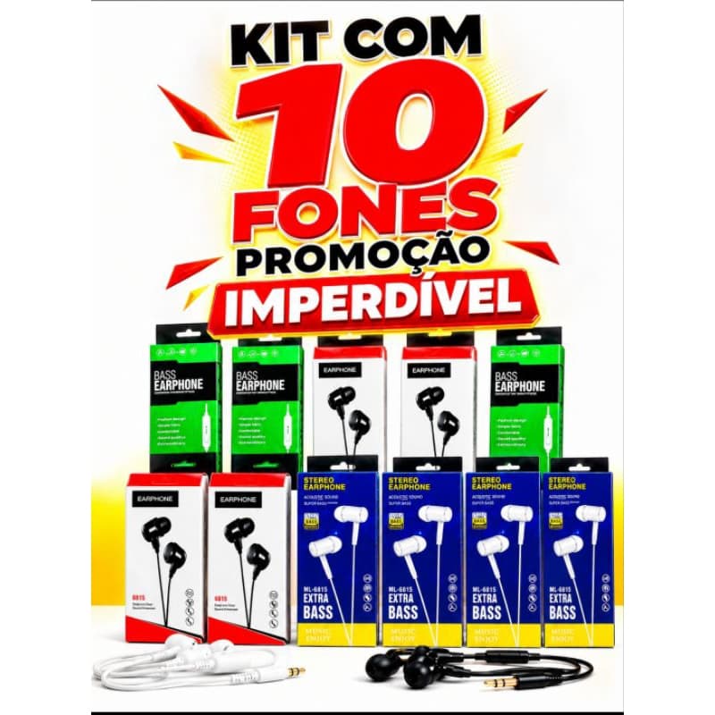 Kit C/10 Fones De Ouvido P2 Microfone - ATACADO REVENDA