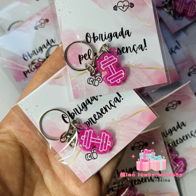 Kit Mini Chaveiro Halter Academia Resina Brinde Fitness Mimo Moda Fitness 10 20 ou 40 Unidades