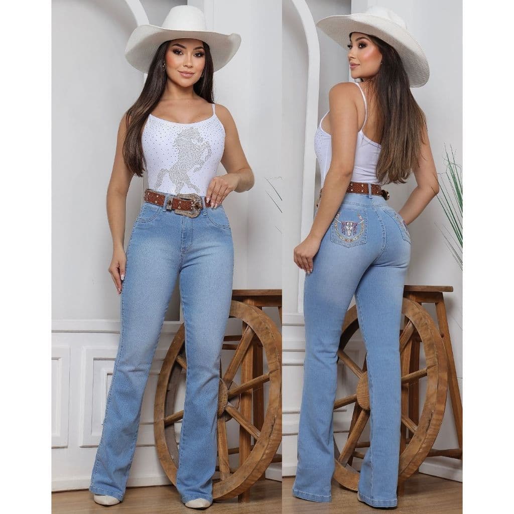 Calça Fler Country Jeans Feminina com Elastano Premium Rodeio Texana