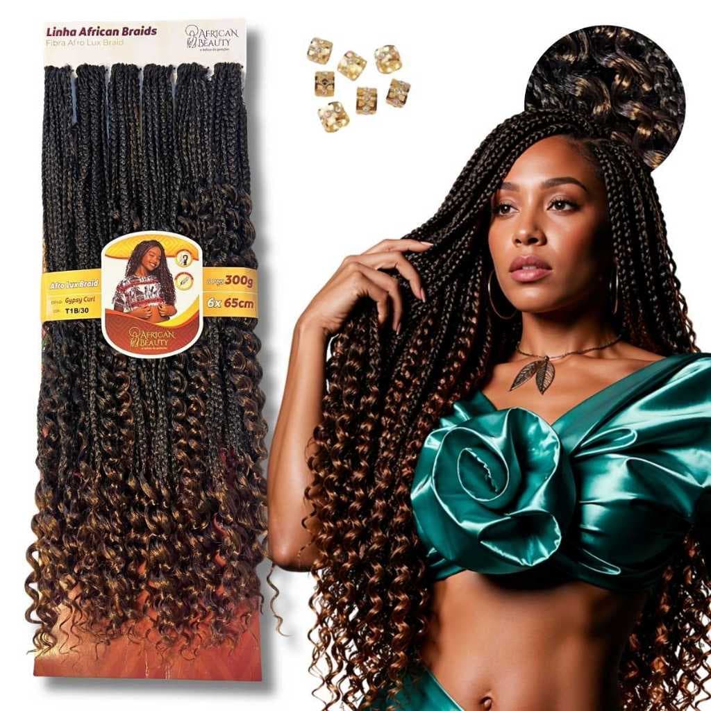 Cabelo Gypsy Curl Fibra Orgânica Aplicação Crochet 65cm 300g
