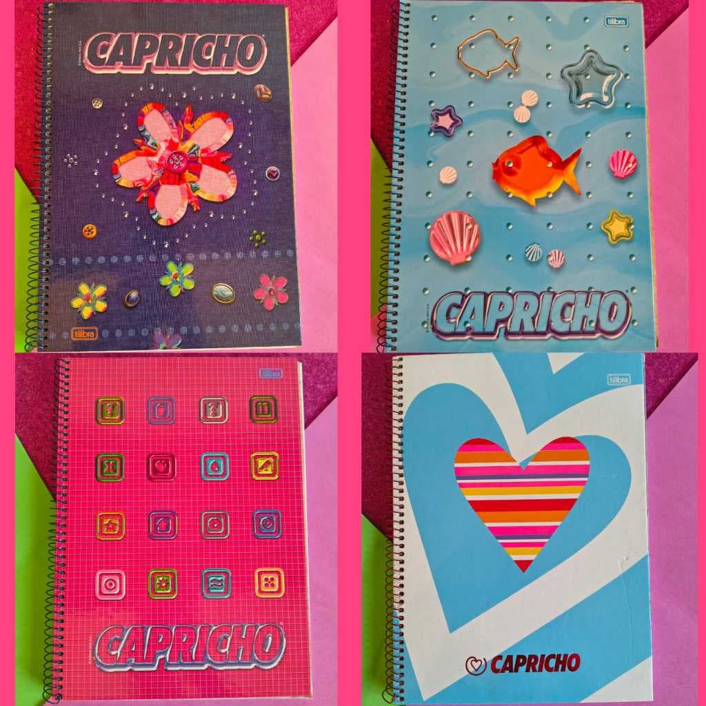 Caderno Capricho Vintage Com Tatuagem removível - 1 Matéria - Escolha o seu modelo - Tamanho Universitário - Anos 2000