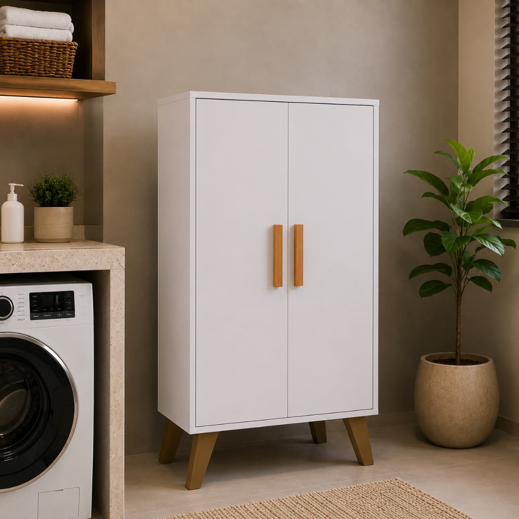 Multiuso 2 Portas Armário Moderno Sapateira Com Prateleiras Pés Palito Mob - Diversas Cores