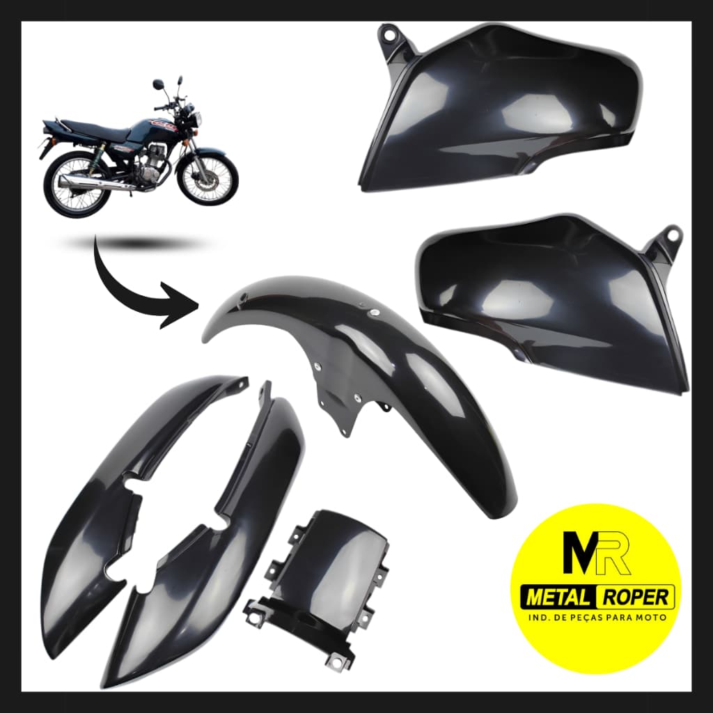 Kit Carenagem CG Titan 125 1995/1999 Preto Compatível Encaixe Original