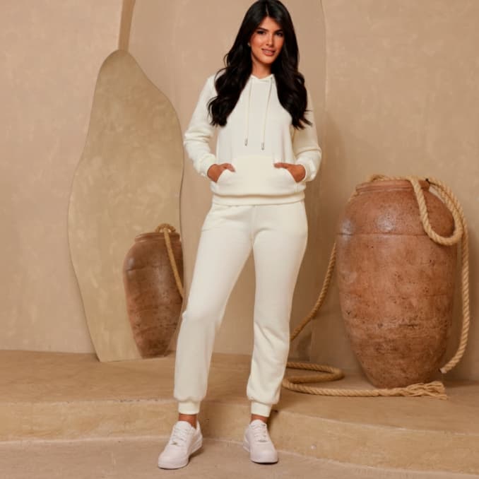 Conjunto Feminino Moletom Premium Blusa Canguru Com Capuz + Calça Jogger Inverno