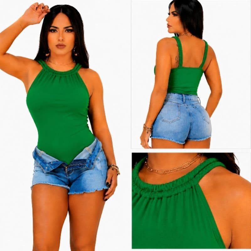 Body Feminino Trançado Suplex Tamanho Único Veste 36 ao 42 Moda Sensual Elegante