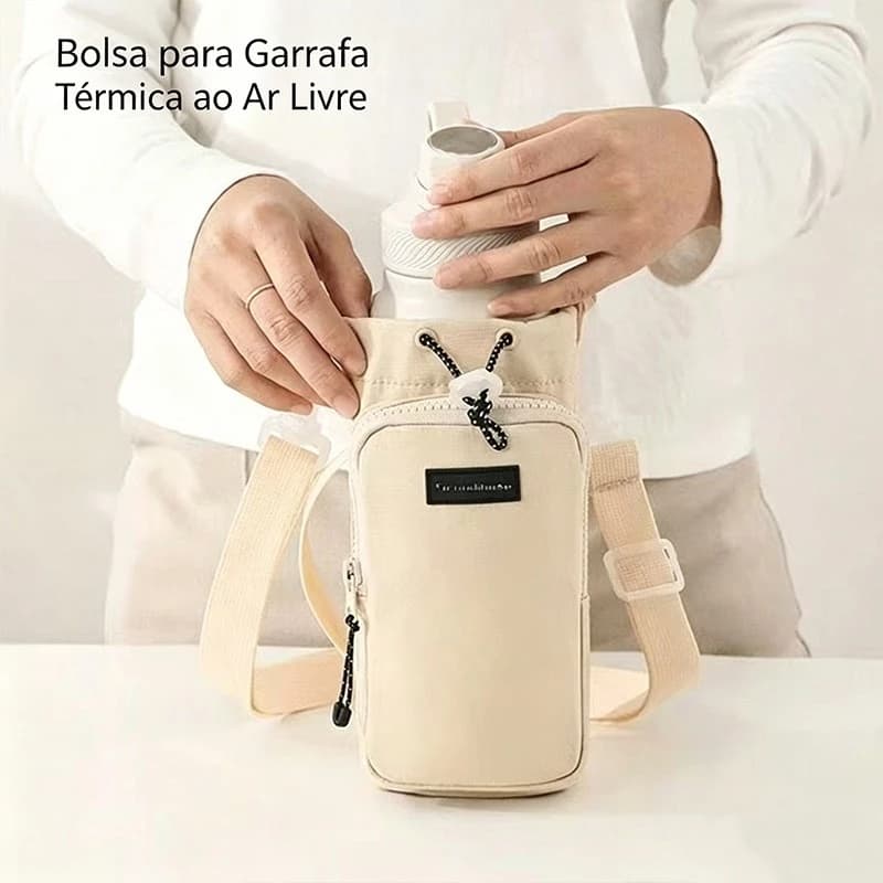 Bolsa Porta Garrafa Squeeze Térmica Alça Transversal Bolso Celular
