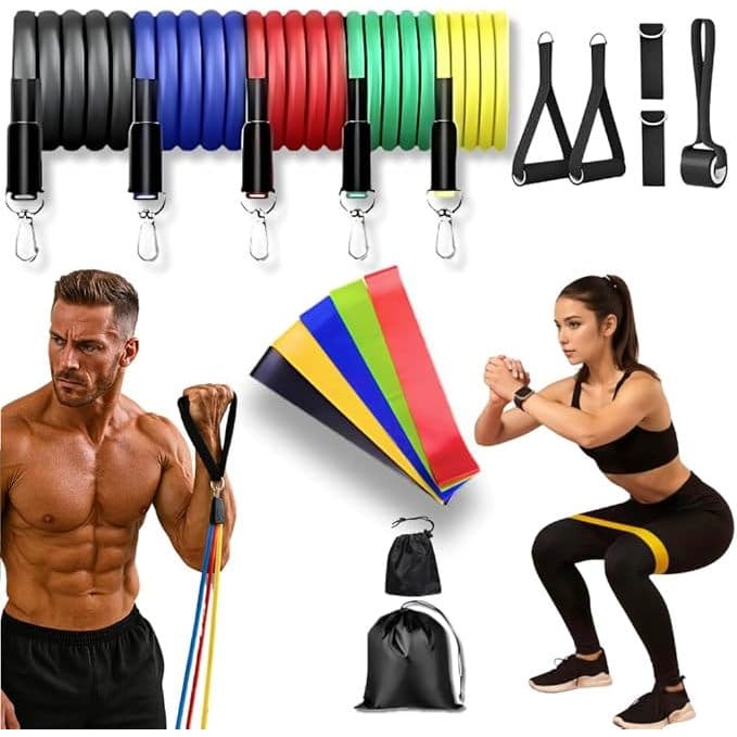 Elástico Extensor + Miniband Treino Em Casa Exercício Musculação Yoga Aquecimento Funcional Alongamento Malhar