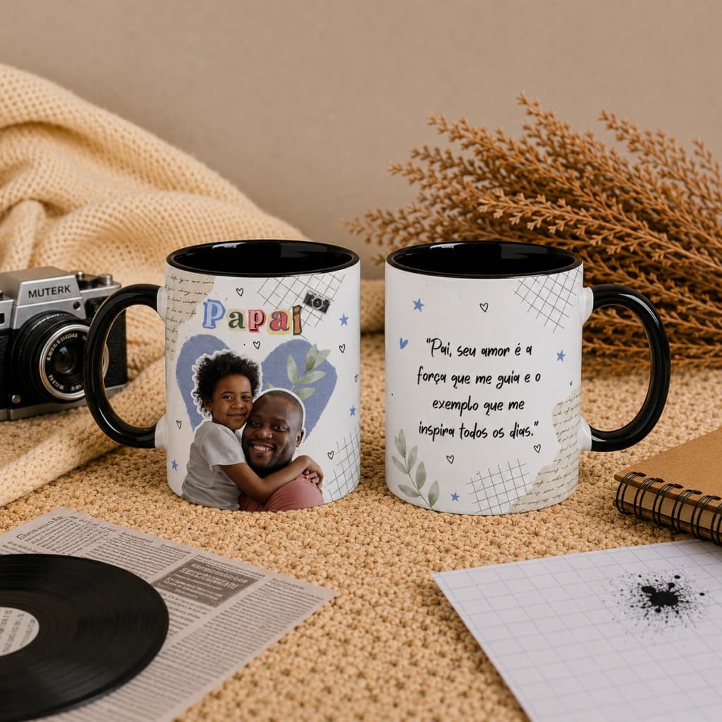 Caneca Personalizada para o Dia dos Pais com Foto e Frase | Presente Personalizado para Papai 325ml