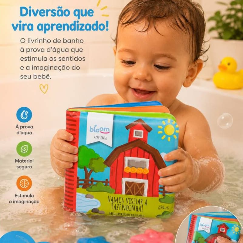 Livro de Banho para Bebê à Prova D'Água Educativo Animais Brinquedo Infantil Macio Criança
