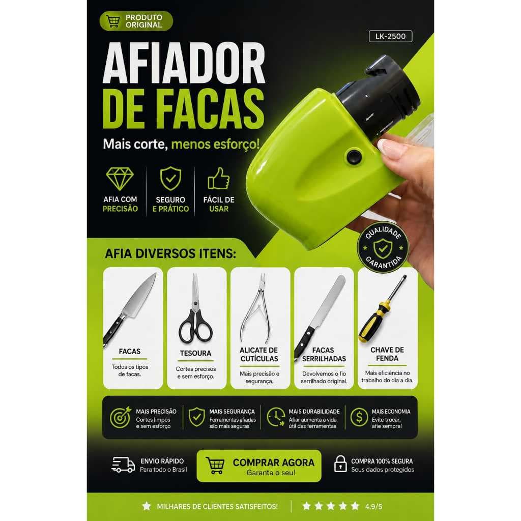 Amolador de Faca Elétrico a Pilha Portátil de Utensílios de Cozinha Facas Tesoura Ferramentas Profissional