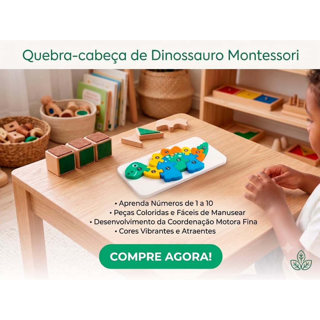 Quebra-Cabeça Educativo de Dinossauro Montessori – Aprender Brincando! ENVIO EM 24H